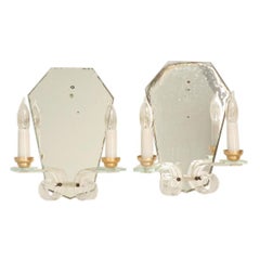 French Mirror & Lucite Sconces