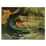 1905 Jane Pujol Original Art Nouveau Oil on Canvas