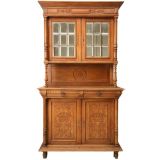 Antique c.1880 Henri II Style Oak China Cabinet