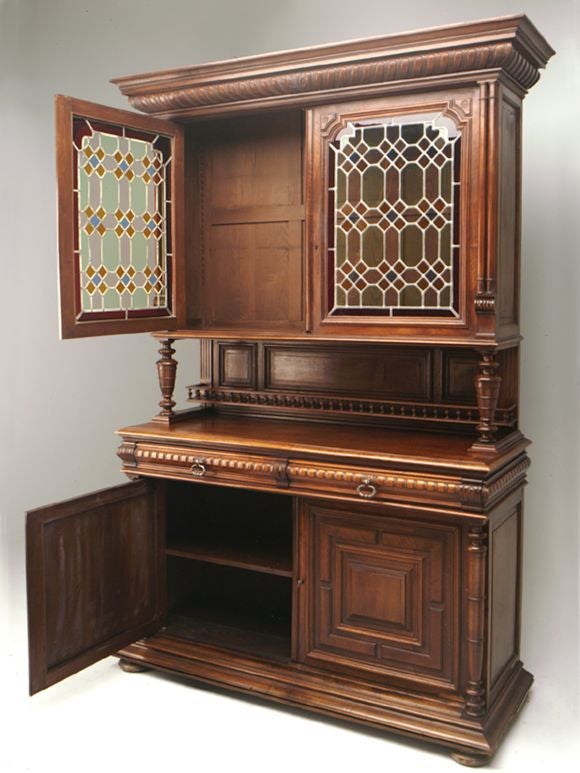 c.1880 Henri II Style Walnut Hutch