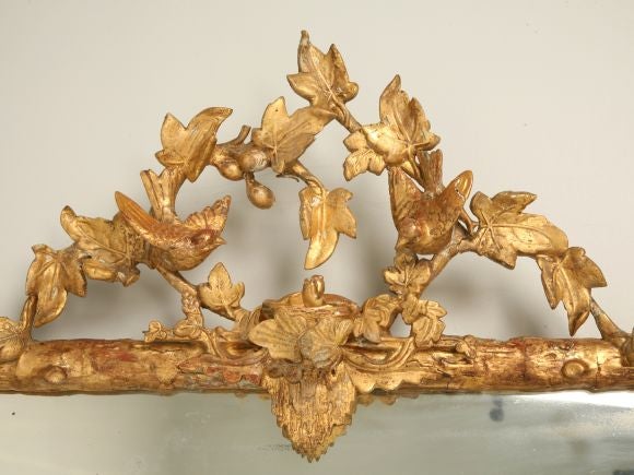 c.1880 24k Gold Leaf Faux Bois Mirror
