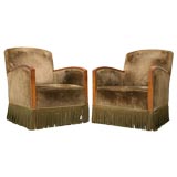 Pair Vintage Velvet Club Chairs