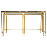 Set of Brass and Marble Coffee Tables