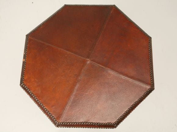 Octagonal Art Deco Leather Table
