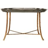 c.1880 Paper Mache & Solid Bronze Faux Bois Coffee Table
