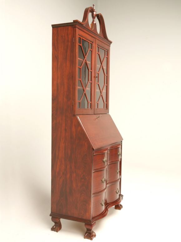 Mid-20th Century c.1940 Petite Chippendale Style Secretary Bookcase