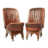 Vintage Pair of English c.1930's Connelly Leather Chairs