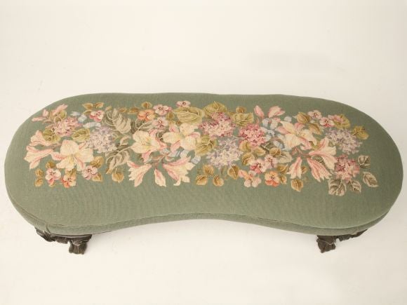 c.1870 Antique English Chippendale Kidney Shaped Bench