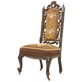 Antique English Victorian Ladies Hand-Beaded Slipper Chair