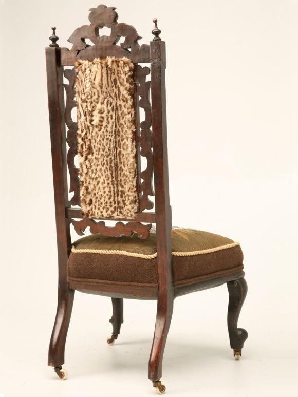 Antique English Victorian Ladies Hand-Beaded Slipper Chair