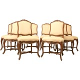 c.1930 Set of 8 French Oak Louis XV Style Dining Chairs