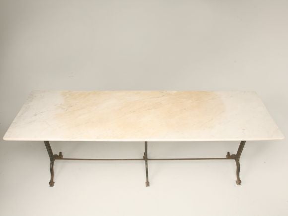 c.1880 Iron Bistro Table with Marble Top