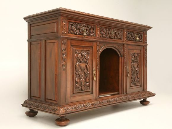c.1900 Spanish Influenced Walnut and Oak Server