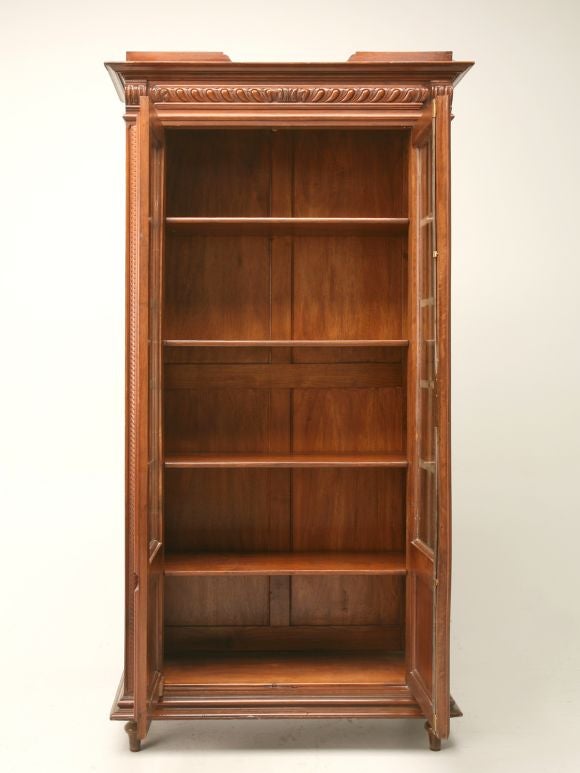 c.1870 Petite Henri II Style Walnut Bibliotheque