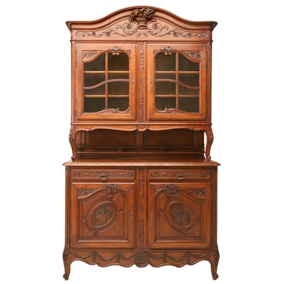 c.1880 Louis XV Style Oak China Cabinet at 1stDibs