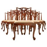 Set of 10 Chippendale Style Carved Side Chairs