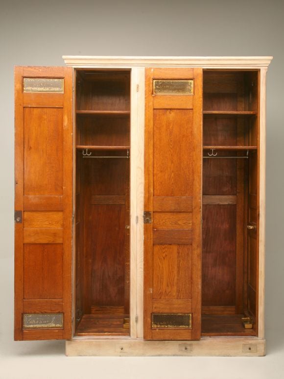 c.1890 French Limed Oak Bank Lockers