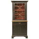 Antique Petite Painted Astragal Glazed Cabinet