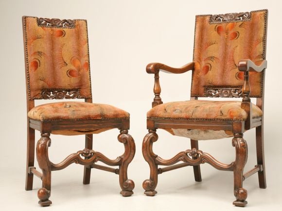 Set of 6 Solid Oak English 40's Dining Chairs