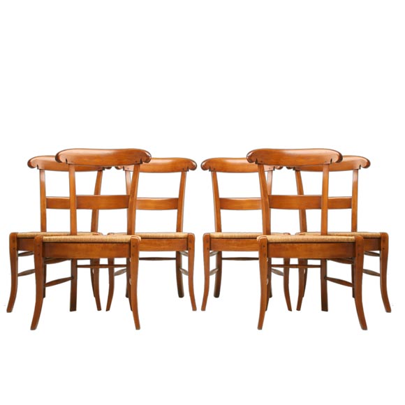 Handmade Country French Chairs w/ Rush Seats