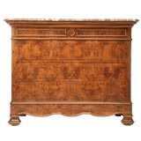 c.1860 Louis Philippe Style Book-Matched Burled Walnut Commode