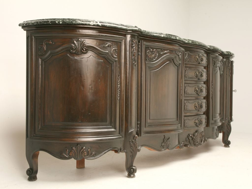 c.1930 Louis XV Style Cherry Buffet w/ Marble Top