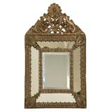 Antique c.1900 Ornate Louis XIV Style Pediment Mirror