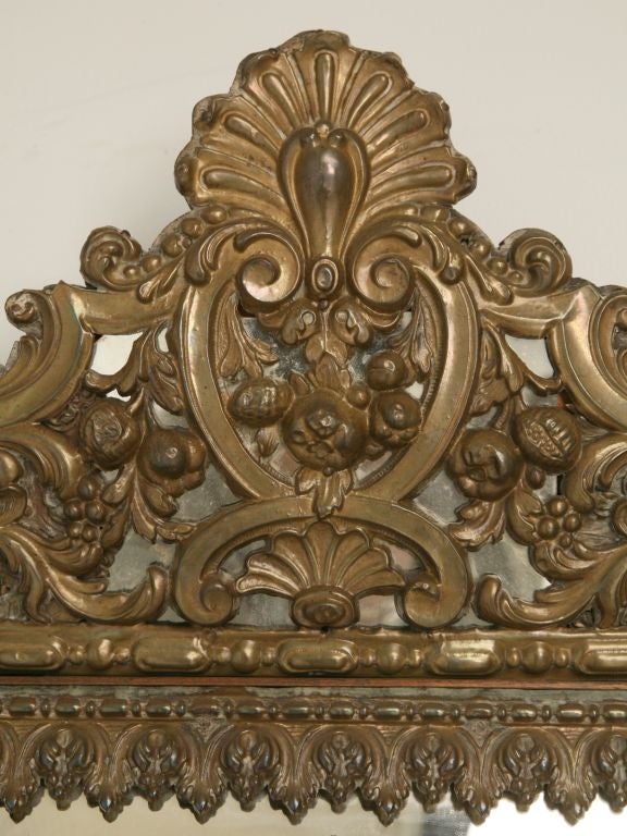 French c.1900 Ornate Louis XIV Style Pediment Mirror