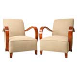 Pair of French 40's Elm Club Chairs