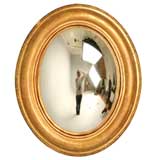 Antique c.1850 Oval Convex Louis Philippe Gilt Mirror