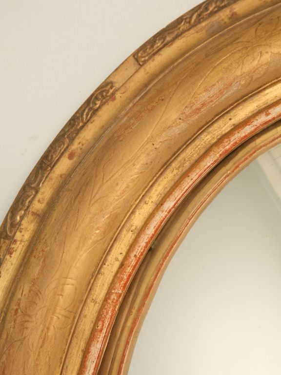 19th Century c.1850 Oval Convex Louis Philippe Gilt Mirror