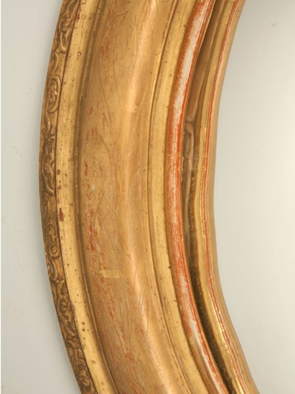 Gold Leaf c.1850 Oval Convex Louis Philippe Gilt Mirror