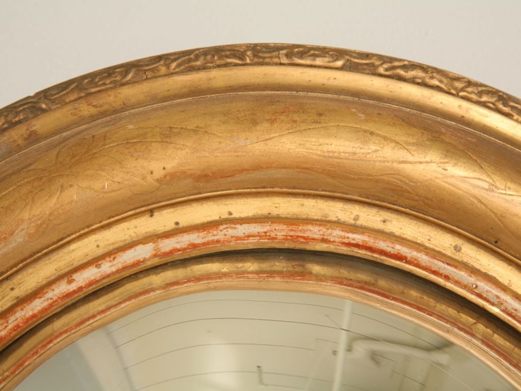 c.1850 Oval Convex Louis Philippe Gilt Mirror 1