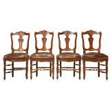 Antique c.1880 Set of 4 Louis XV Style Oak Chairs
