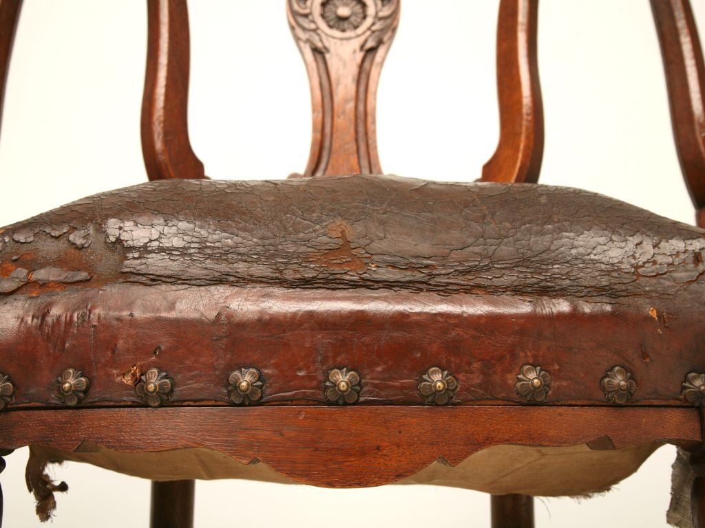 c.1880 Set of 4 Louis XV Style Oak Chairs 4