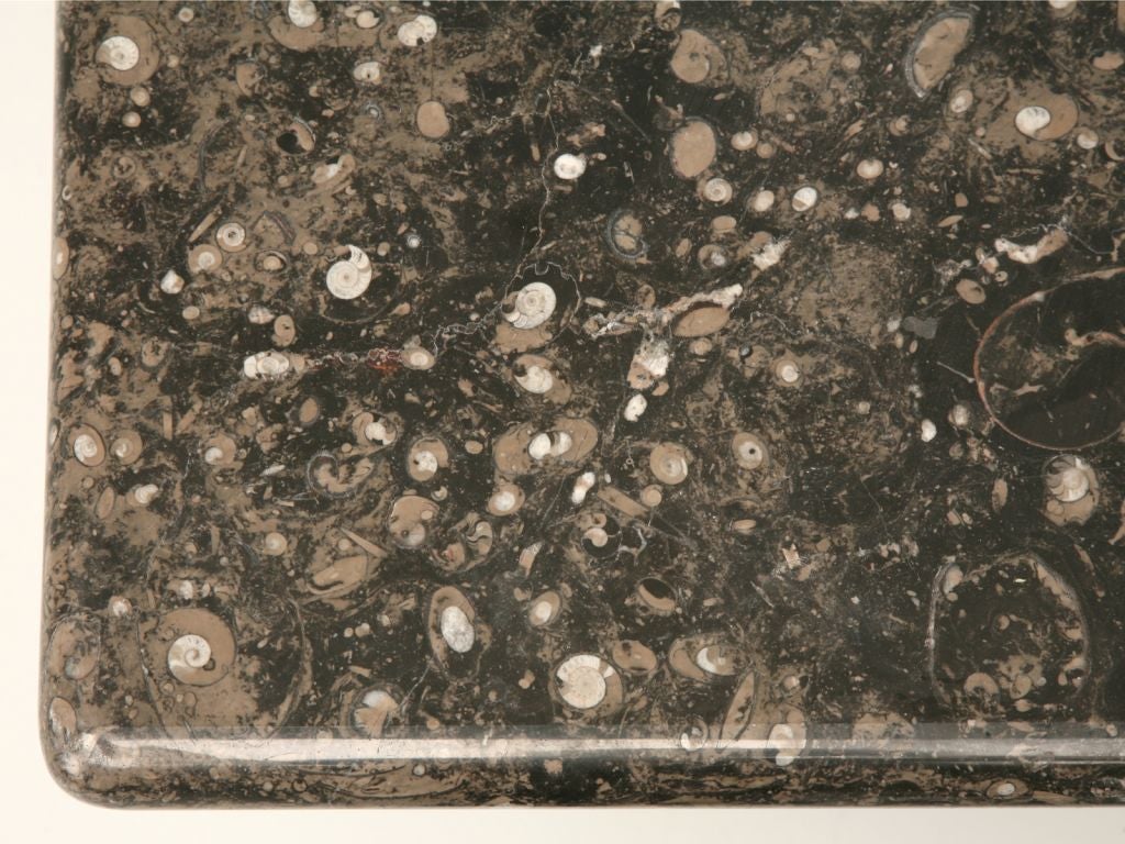 French Steel Coffee Table w/ Polished Fossil Top