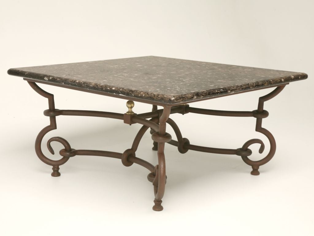 Steel Coffee Table w/ Polished Fossil Top 1