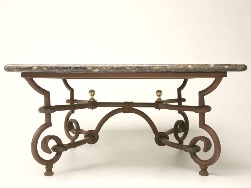 Steel Coffee Table w/ Polished Fossil Top 2