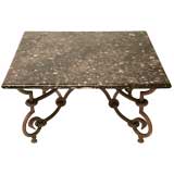 Steel Coffee Table w/ Polished Fossil Top