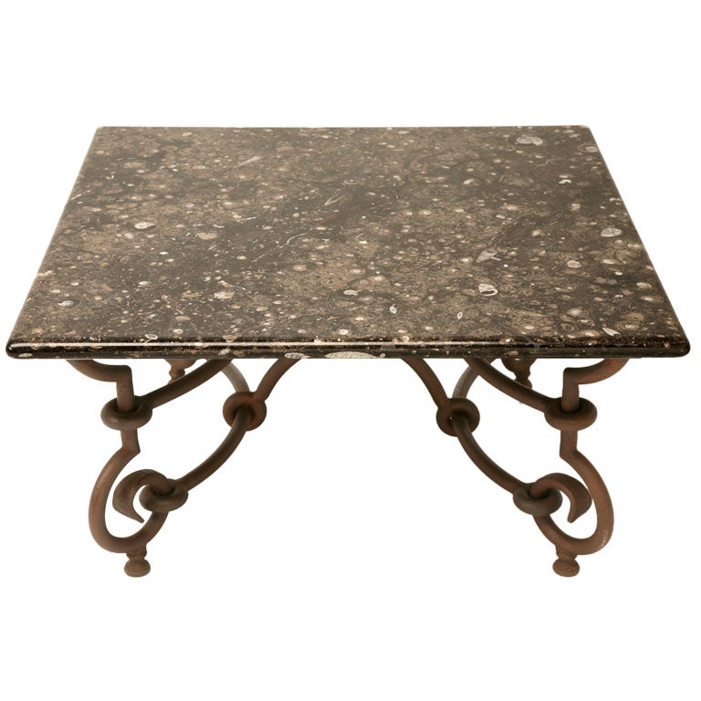 Steel Coffee Table w/ Polished Fossil Top