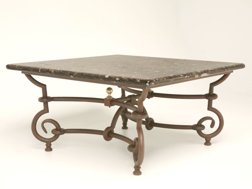 Steel Coffee Table w/ Polished Fossil Top 1