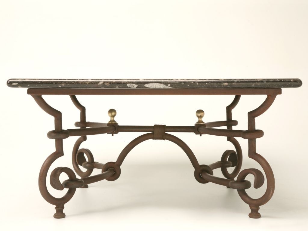 Steel Coffee Table w/ Polished Fossil Top 2
