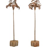 Vintage c.1940-1950 Pair of Italian Tole Palm Tree Torcheres