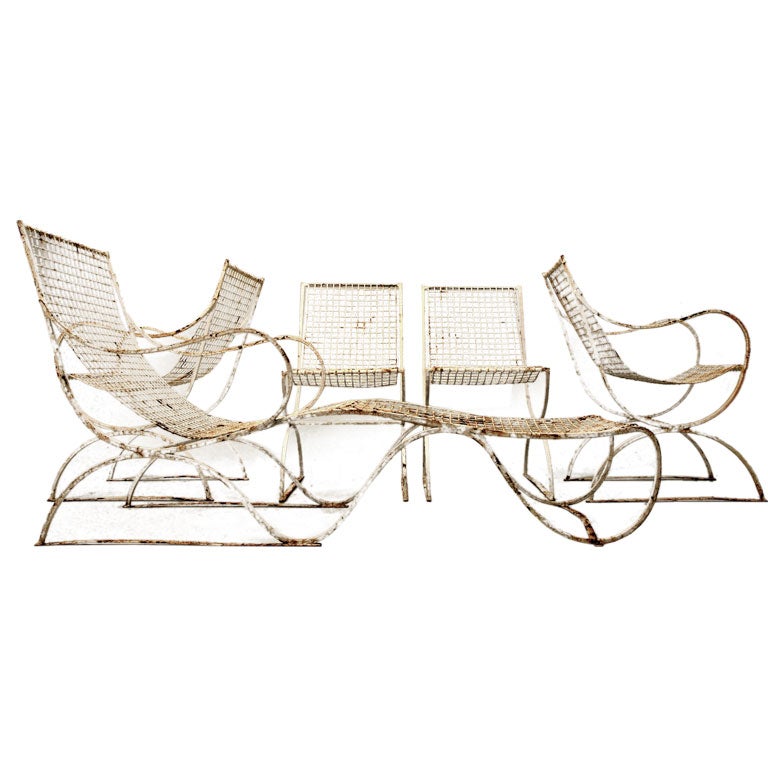 c.1930-1940 5 Pieces of French Wire Mesh Garden Furniture