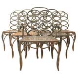 Set of 6 Forged Iron Garden Chairs Attributed to Francis Elkins