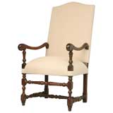 Antique c.1750 French Walnut Louis XIII Style Armchair