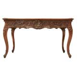 Antique c.1920 French Solid Mahogany Hand-Carved Desk