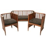 c.1920 French Settee & 2 Matching Cube Chairs