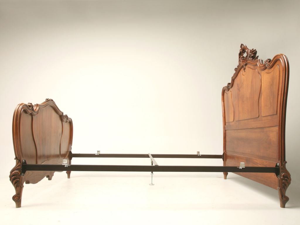 c.1880 French Rococo Carved Walnut Bed