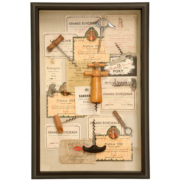 c.1900 French Corkscrews w/ Wine Labels at 1stDibs
